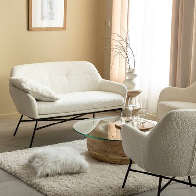 Banquette confort blanche en tissu bouclette 2 places  KANOA MADE IN MEUBLES 