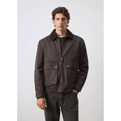 Veste cirée à col en velours côtelé MANGO MAN