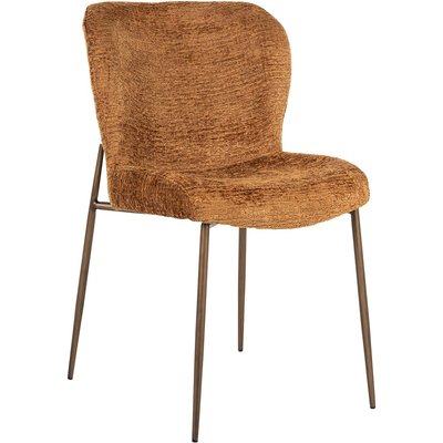 Chaise design cognac fusion assise confortable pieds bronze brossé RECOLLECTION