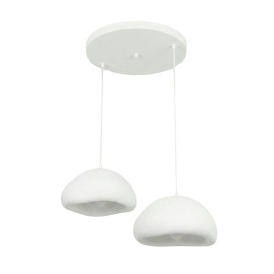 Suspension blanche design organique 2 abat-jour 74 cm NOXIS PIER IMPORT