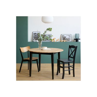Table ronde extensible bois D105 avec 1 allonge et pieds fuseau - VICTORIA HELLIN, DEPUIS 1862