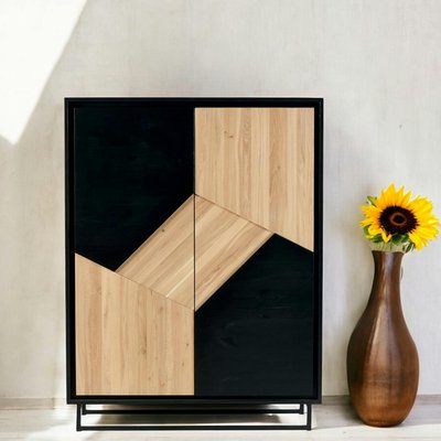 Buffet haut bois noir et blanc ANINA PIER IMPORT