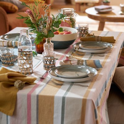 Nappe rayures coton bio tissé-teint, Antika LA REDOUTE INTERIEURS