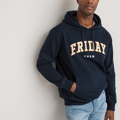 Embroidered Logo Hoodie in Cotton Mix LA REDOUTE COLLECTIONS