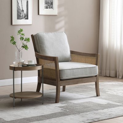 Cecily Vintage Linen Rattan Chair SO'HOME
