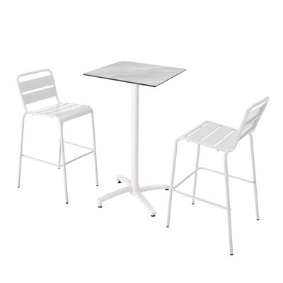 Ensemble table inclinable en hpl avec chaises hautes en métal, OPERA OVIALA