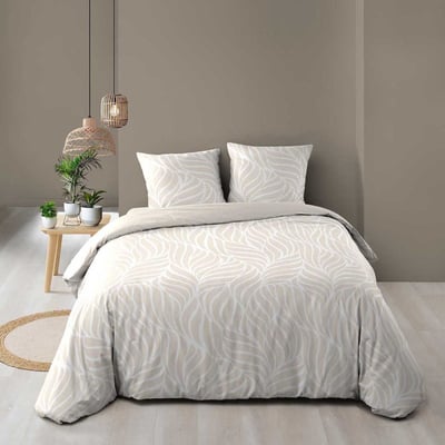 Housse de couette 2 personnes + 2 taies 100% coton 57fils naturel DECORATIE