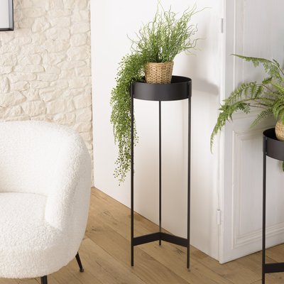 Porte-plante rond bois noir et métal 90 cm CORUMBA PIER IMPORT