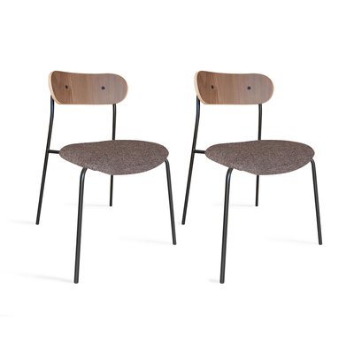 Lot de 2 chaises en tissu et dossier en finition noyer, GASTON NOW'S HOME