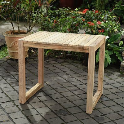 Table haute en teck recyclé 120 cm - TOSCAGNE GECKO JARDIN