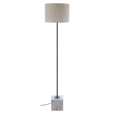 White Marble Base Iron with Linen Shade Floor Lamp SO'HOME
