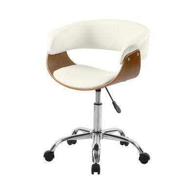 Chaise de bureau pivotante sur roulettes en bois et PU (à l'unité) - BASILE RENDEZ-VOUS DÉCO