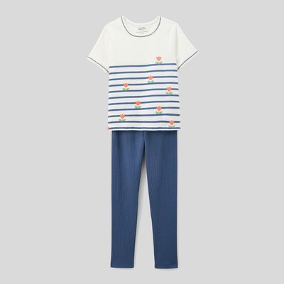 Pyjama manches courtes rayé et imprimé en jersey coton BIO GOTS MONOPRIX