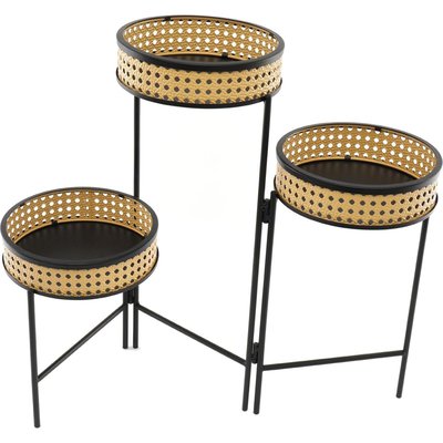 Support à plantes sur pieds 3 porte-plantes 62 x 50 cm JARDINDECO