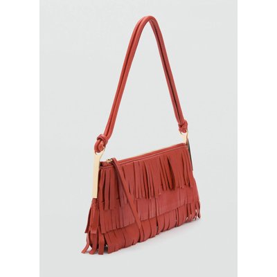 Sac porté épaule cuir à franges MANGO
