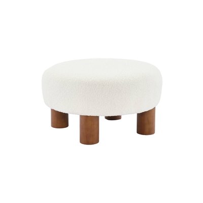 Tabouret pouf bois d'hévéa et bouclette FUJO SWEEEK
