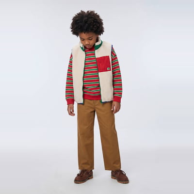 Pantalon carpenter rayé en coton MONOPRIX