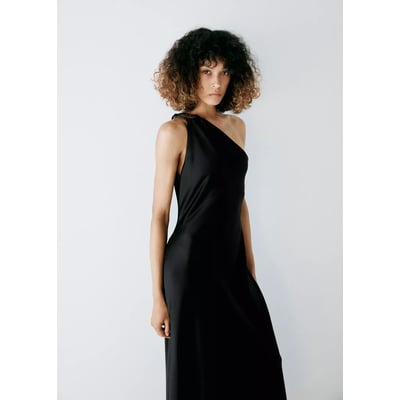 Robe satinée à bretelles perles MANGO