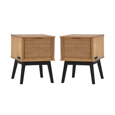 Lot de 2 tables de chevet Bois massif, ALBI BOBOCHIC