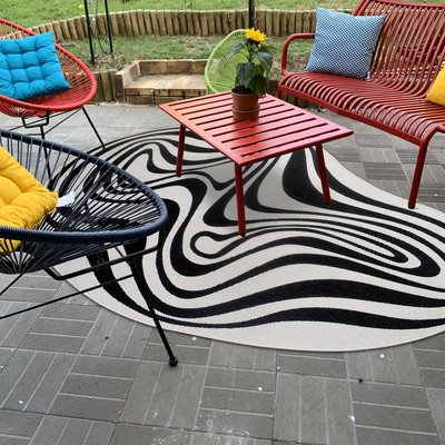 Tapis rond d'extérieur, kilim reversible EX1 ILAD UN AMOUR DE TAPIS