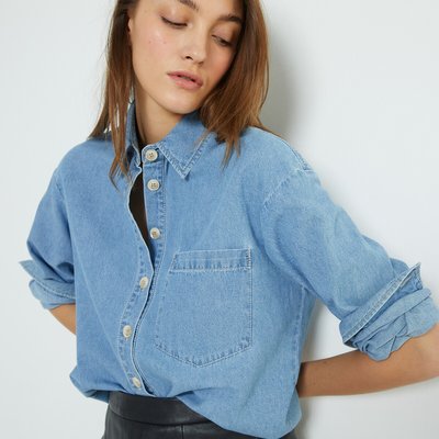 Chemise en denim, manches longues LA REDOUTE COLLECTIONS