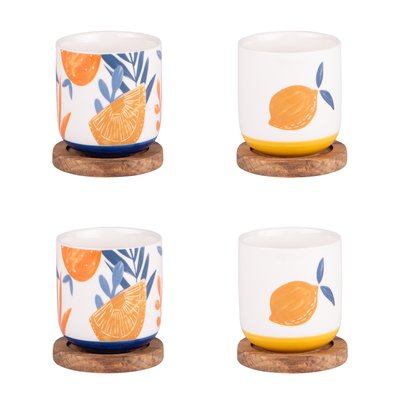 Coffret de 4 tasses avec sous tasses   25 cl-SICILIA TABLE PASSION