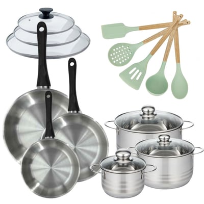 Batterie de cuisine 3 poêles + 3 faitouts + couvercles BRILLANT FACKELMANN