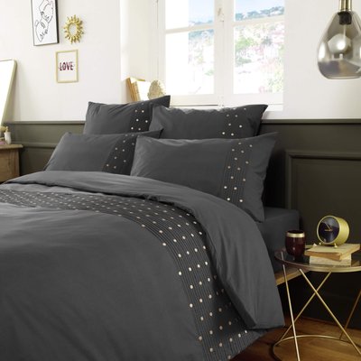 Housse de couette brodée plis religieuses TERRE DE NUIT