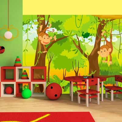 Papier peint intissé panoramique Pour enfants jungle - singes EDEN