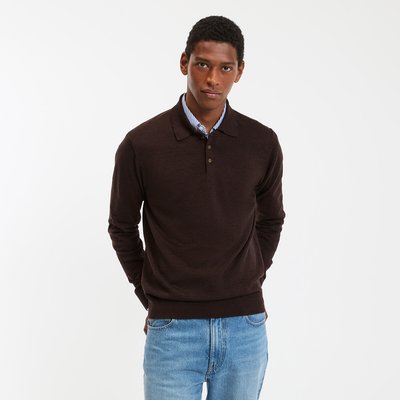 Pull col polo en laine mérinos fabriqué en Europe LA REDOUTE COLLECTIONS