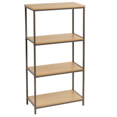 Étagère couleur bois naturel et métal gris 4 plateaux 60x30x116cm WADIGA