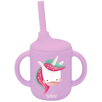 Gobelet en silicone avec poignées et paille ANIMAUX SASSI