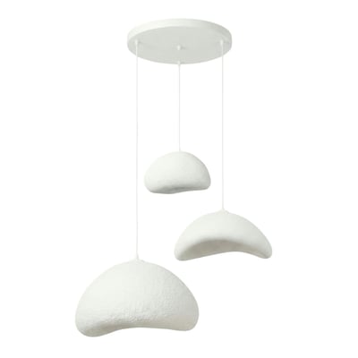 Suspension salle à manger blanche 3 lampes 82 cm NOXIS PIER IMPORT