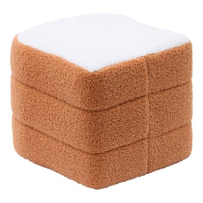 Pouf enfant forme toast en tissu bouclette TOSTIE ATMOSPHERA