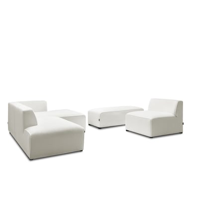 Canapé modulable 6 places en tissu bouclette, MEGEVE BOBOCHIC