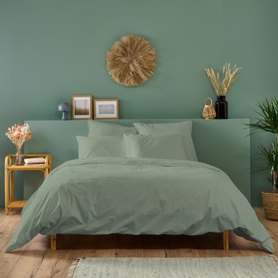 Parure de lit unie PERCALE DE COTON BLEU CALIN