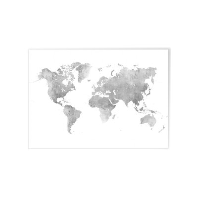 Poster Carte du monde argent L'AFFICHERIE