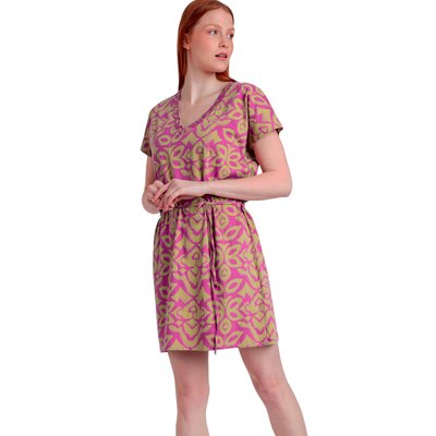 Robe estivale manches courtes Pink OPÉRA Green ADMAS