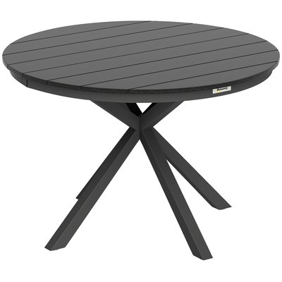 Table de jardin ronde 4 personnes dia. 118 cm alu plateau effet bois teck OUTSUNNY