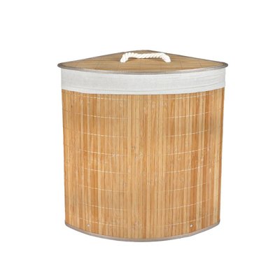 Panier à linge d'angle en bambou  couvercle DECORATIE
