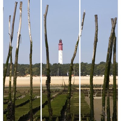 Triptyque Sur Toile Phare Cap Ferret 90x97 Cm MER CEANOTHE