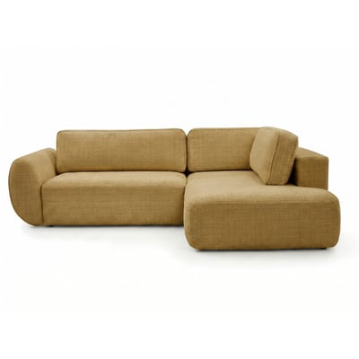 Canapé d'angle convertible 4 places en tissu texturé, DENISE BOBOCHIC