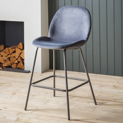 Rewari Velvet Bar Stools with Black Legs (Set of 2) SO'HOME