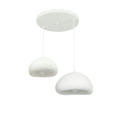 Suspension blanche design wabi-sabi 2 abat-jour NOXIS PIER IMPORT