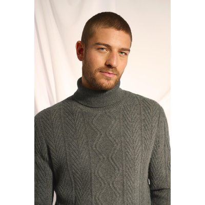 Pull Col Roulé 6 Fils Anthracite Chiné Dorje JUST CASHMERE