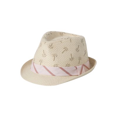 Chapeau en paille de papier et ruban rayé VERTBAUDET