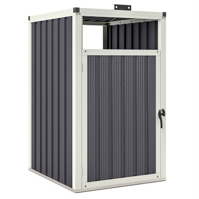 Abri cache poubelle 240L - porte, couvercle - acier gris OUTSUNNY