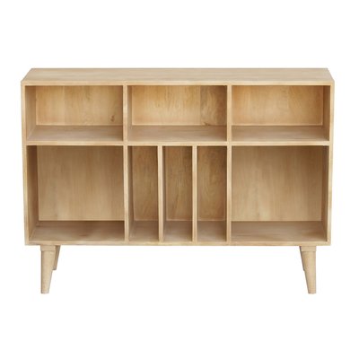 Buffet ouvert meuble de rangement bouteilles ou vinyles en bois manguier massif L120 cm ISIDRO MILIBOO