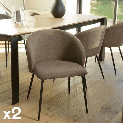 Chaise style cabriolet tissu marron (lot de 2) TIM PIER IMPORT
