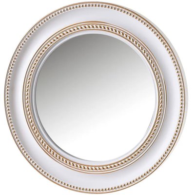 Miroir mural rond avec moulures en polypropylène blanc et doré WADIGA